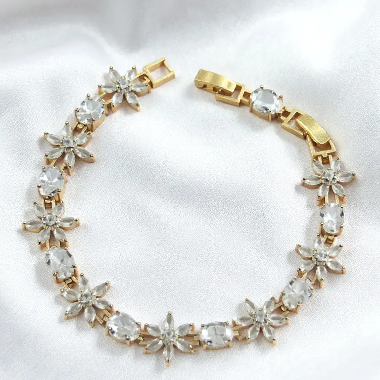Bracciale Fiori Di Cristallo (Gold)